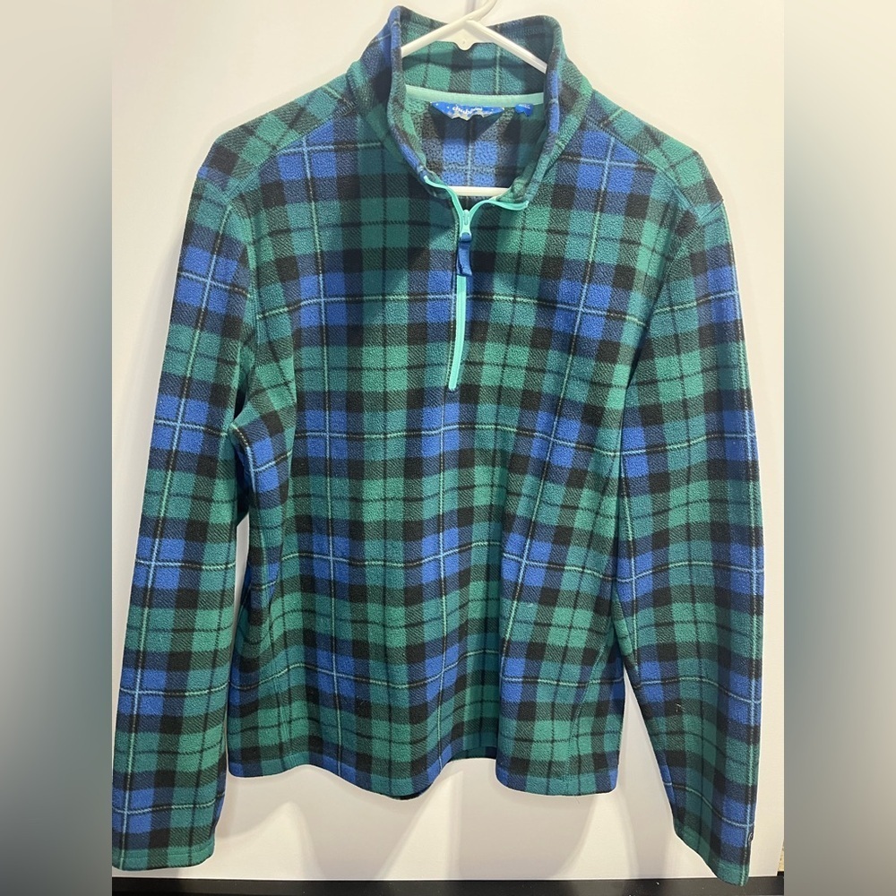 Chubbies Green and Blue Plaid Men's Quarter zip Fleece Pullover